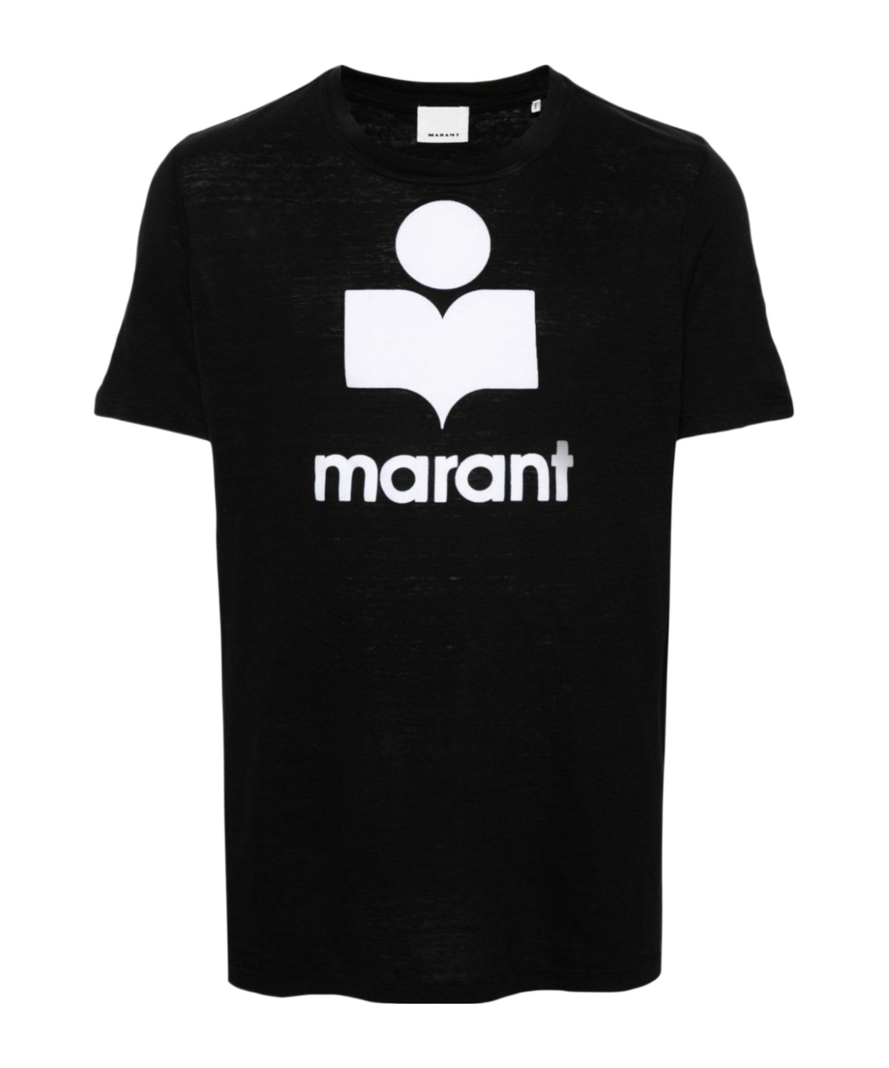 Isabel Marant Linen T-shirt With Iconic Logo Design And Finish In Black