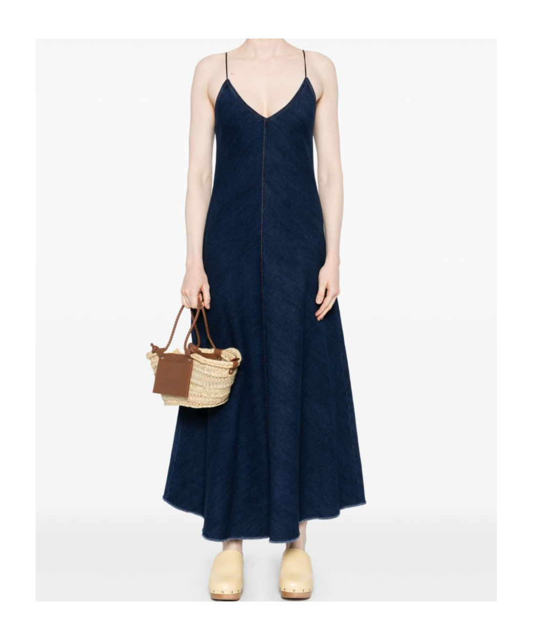 Shop Forte Forte Flared Denim Long Dress