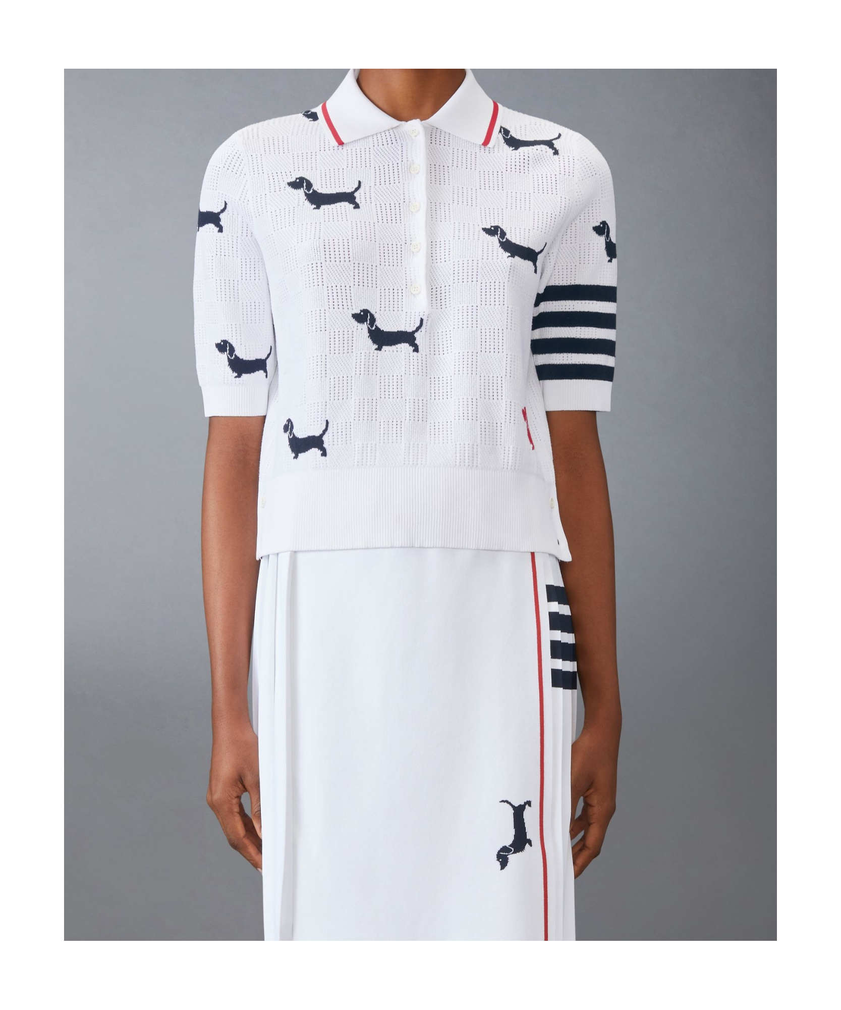 Thom Browne Short-sleeved Sweater In White