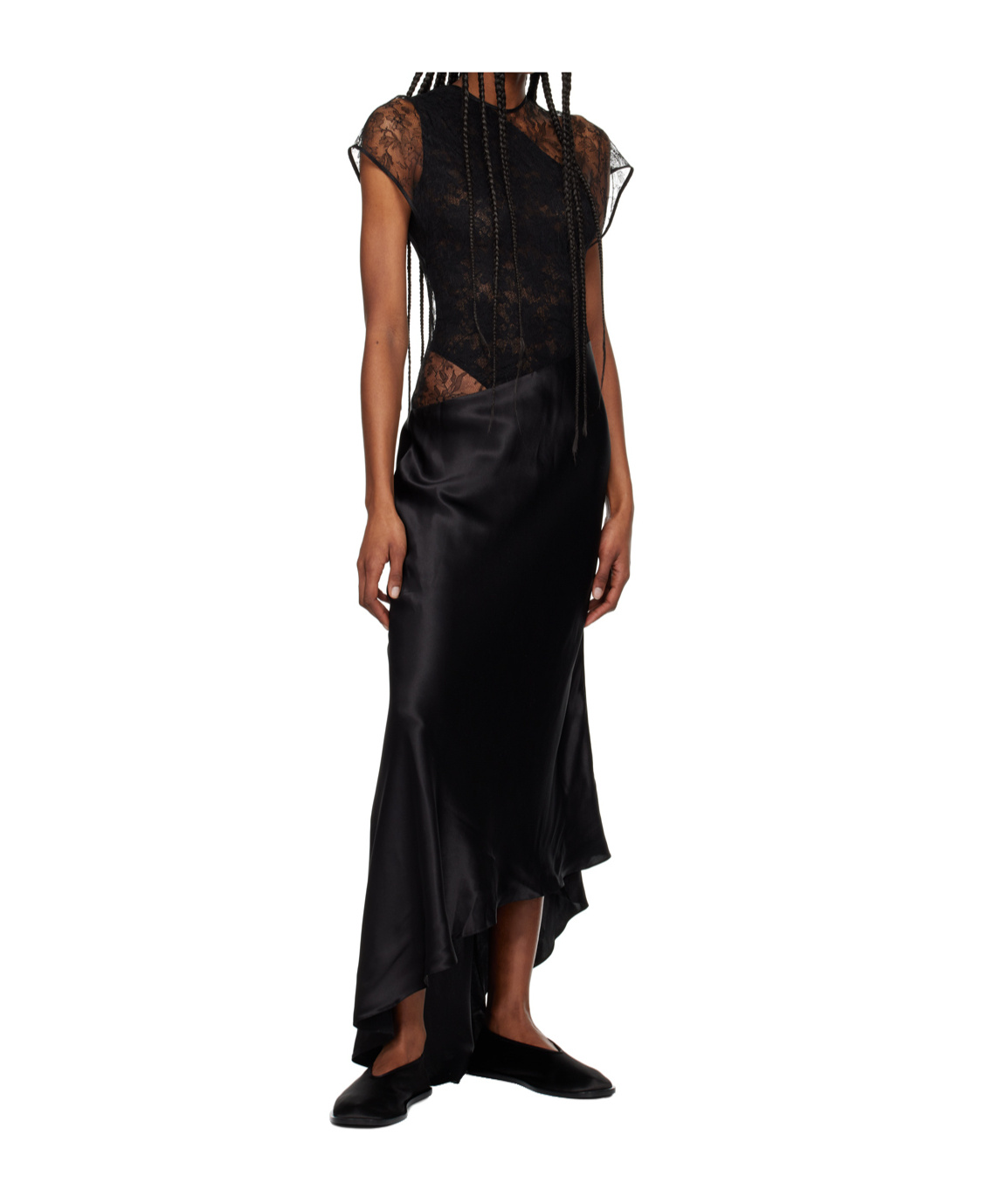 Tove Beline Lace And Silk-satin Maxi Dress In Black