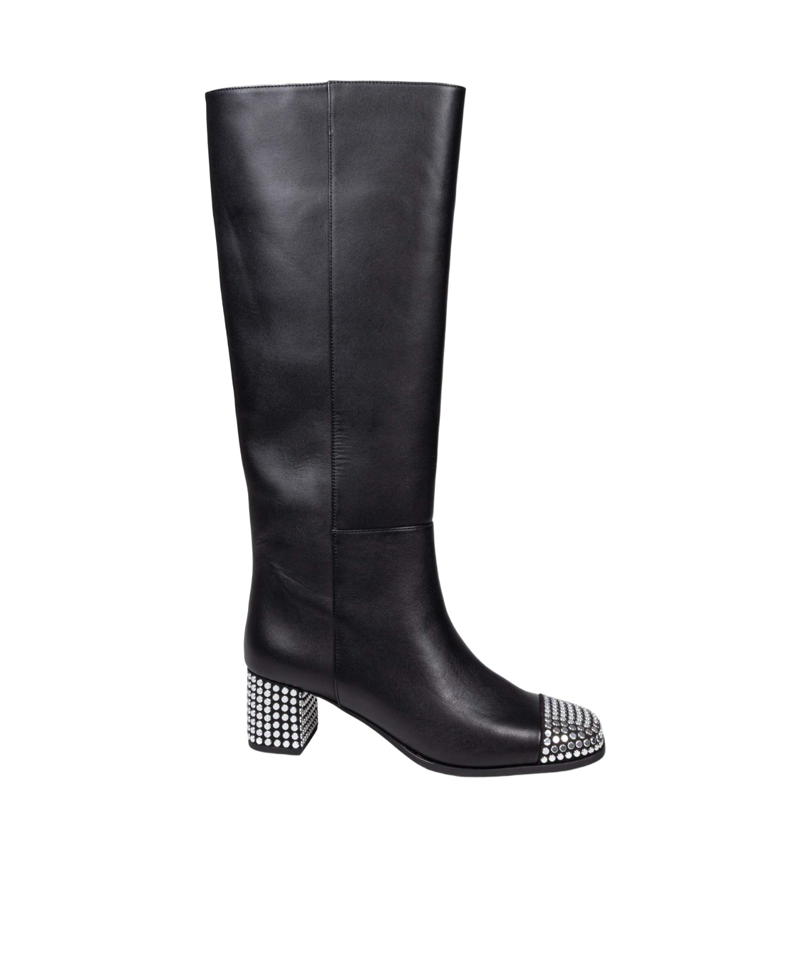 Michael Kors Matilda Toe Cap Leather Boot With Studs In Black