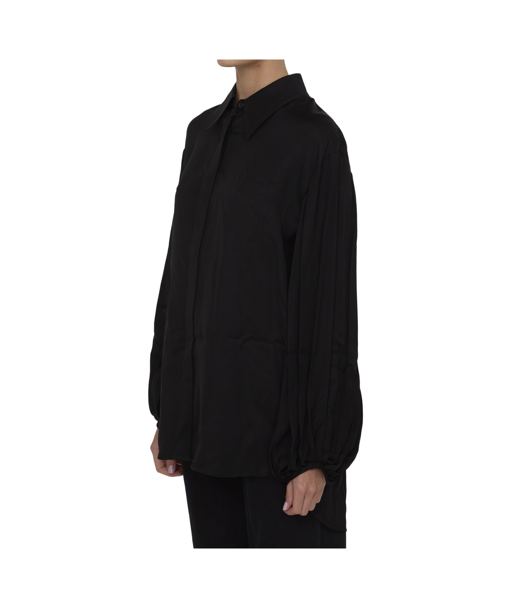Khaite Bam Long-sleeved Twill Shirt In Black