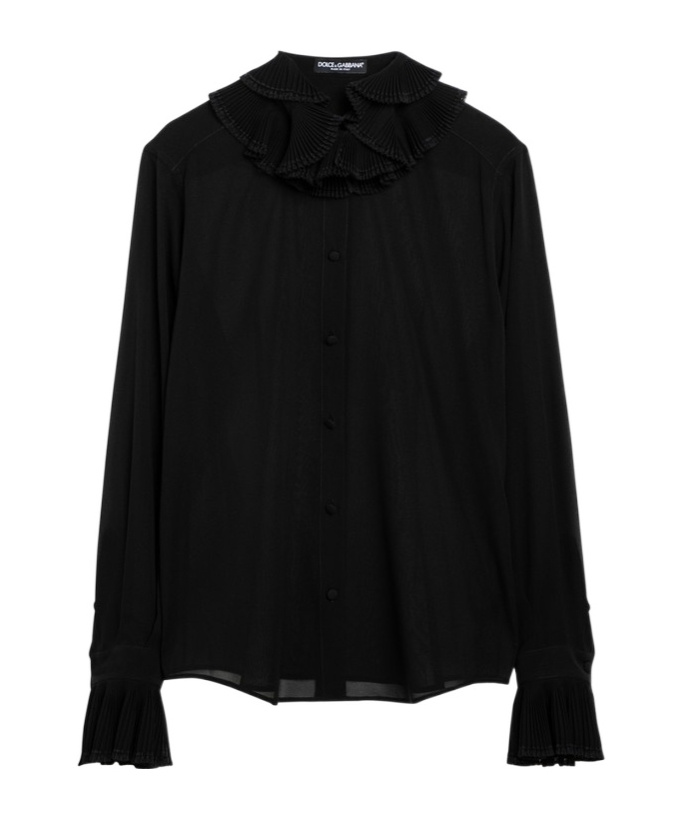 Dolce & Gabbana Ruffled-collar Chiffon Blouse In Black