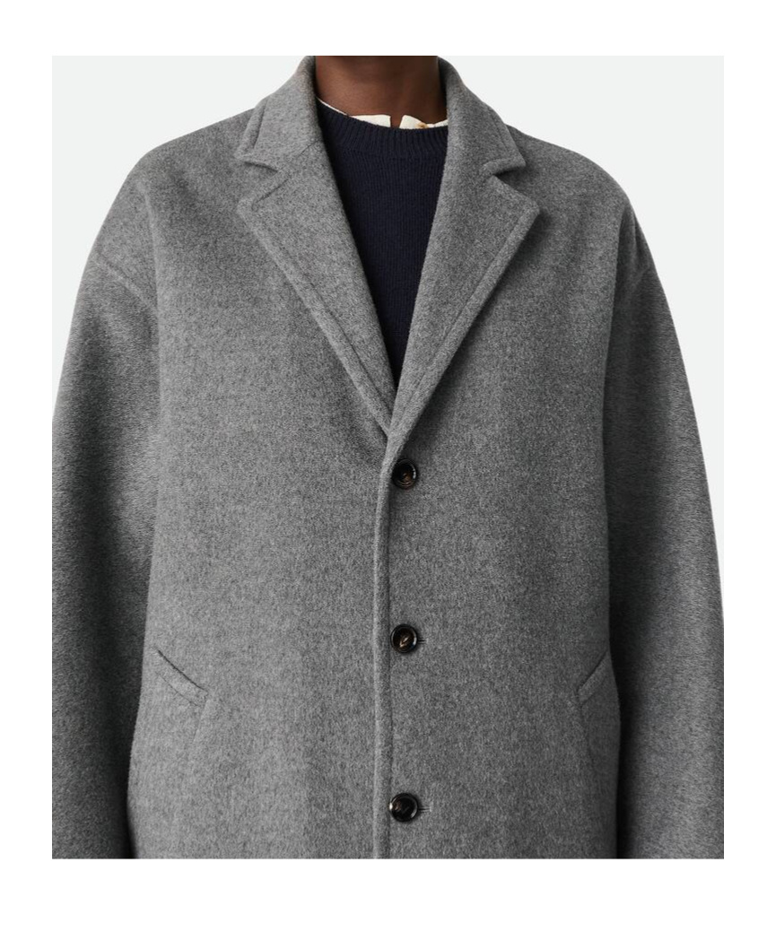 Bottega Veneta Single-breasted Coat In Gray Mixed Color