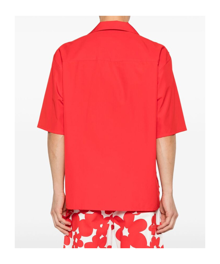 Marni Logo-embroidered Cut-out Shirt In Red