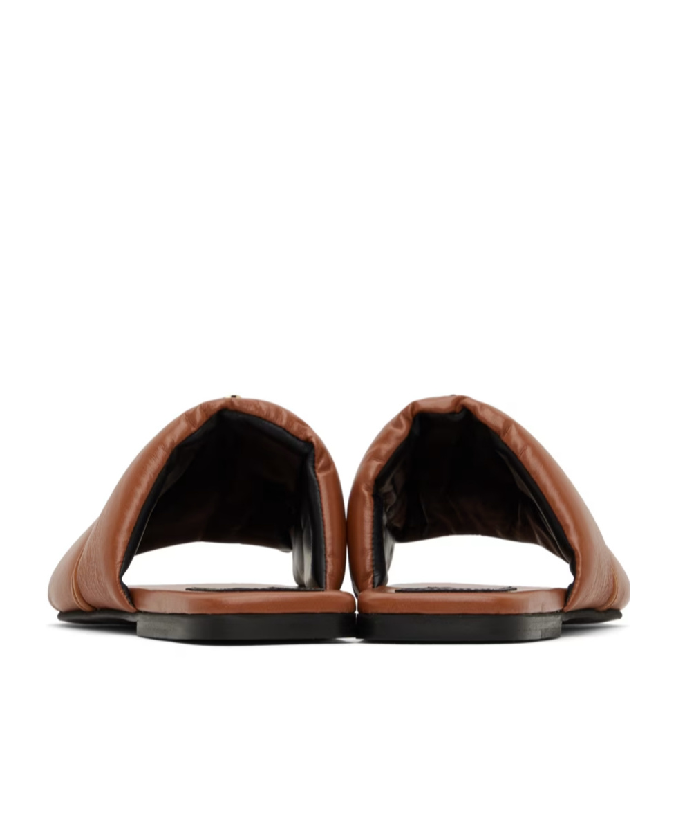 Jw Anderson Embellished Open Toe Flat Sole Mules In Brown