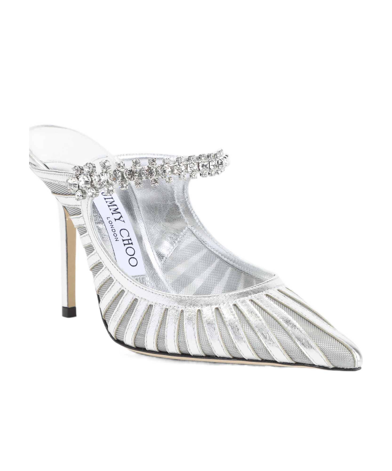Jimmy Choo 100mm Bing Crystal-embellished Mules In Silver