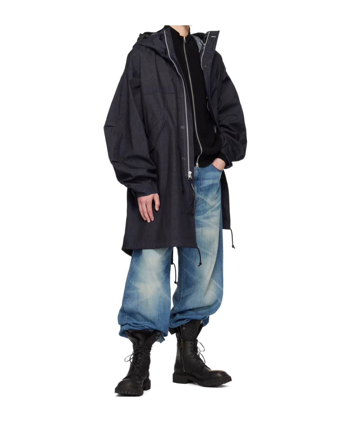 Junya Watanabe X C.p. Company Joint Long-sleeved Coat In Black