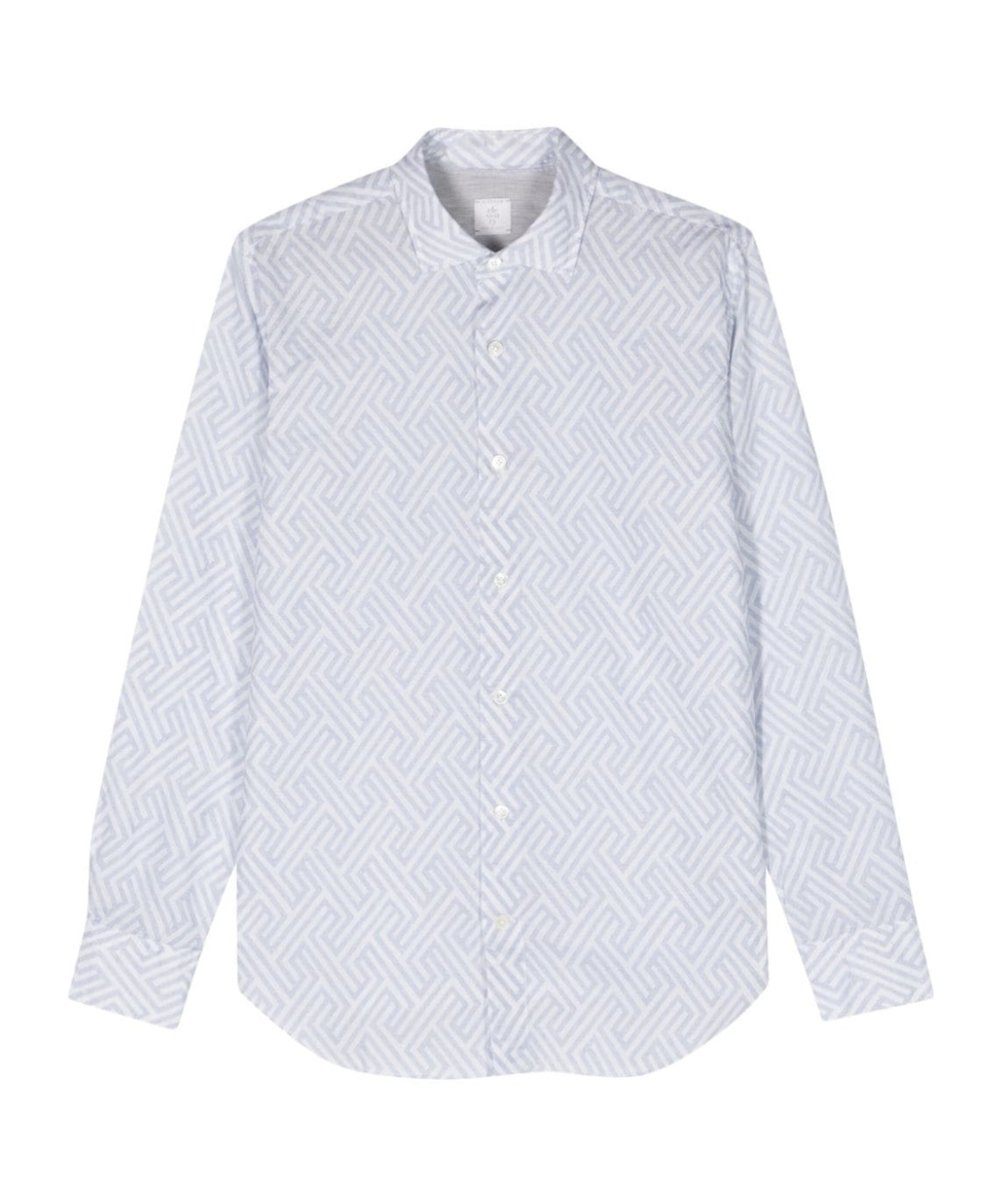 Eleventy Geometric-print Button-up Shirt In Blue