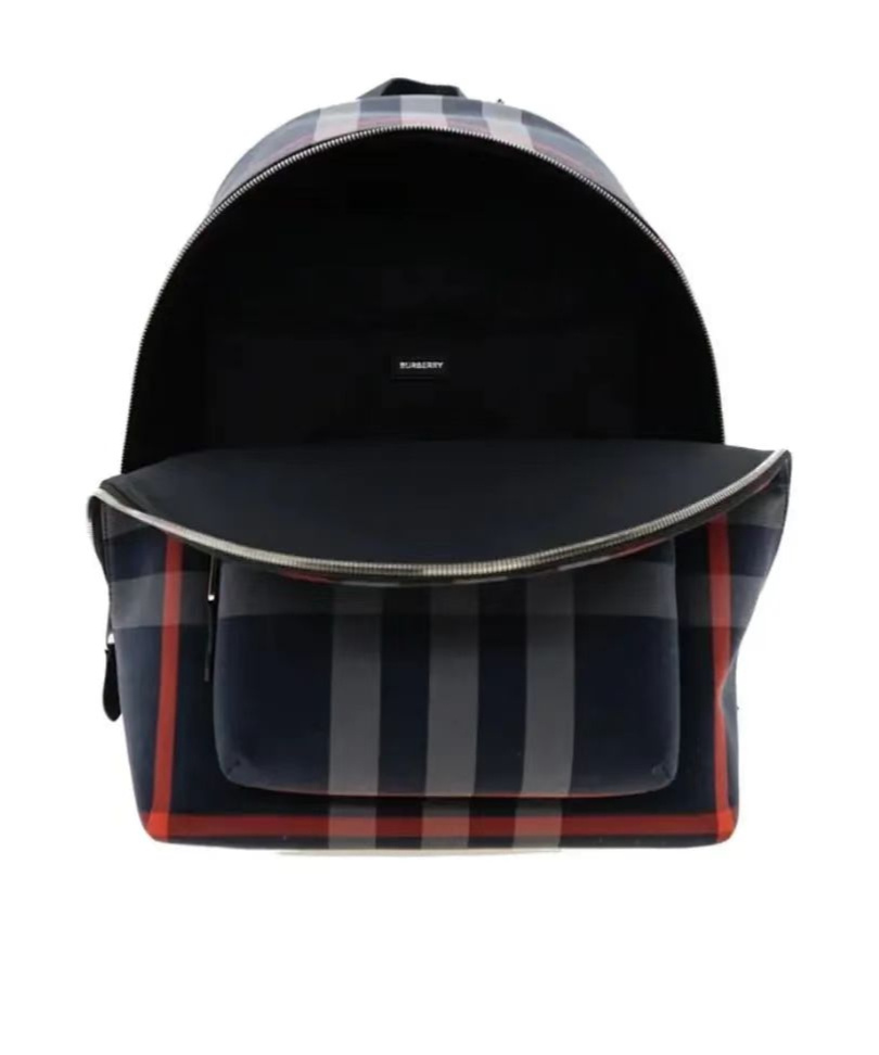 Burberry Plaid Backpack In Black