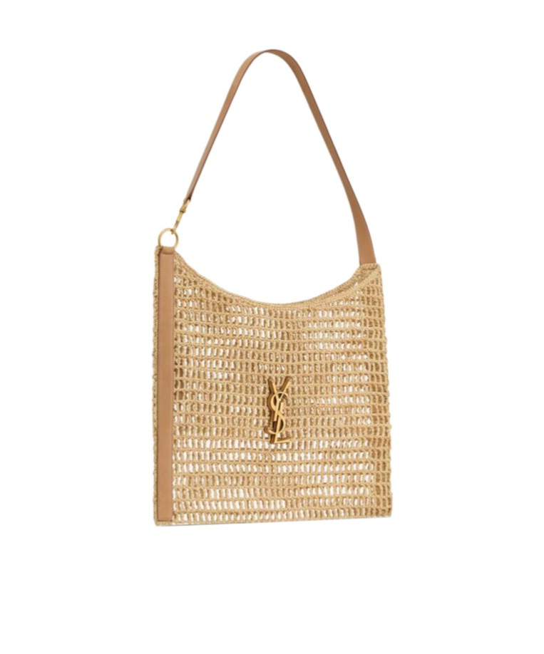 Saint Laurent Oxalis Logo Plaque Shopping Bag In Nude