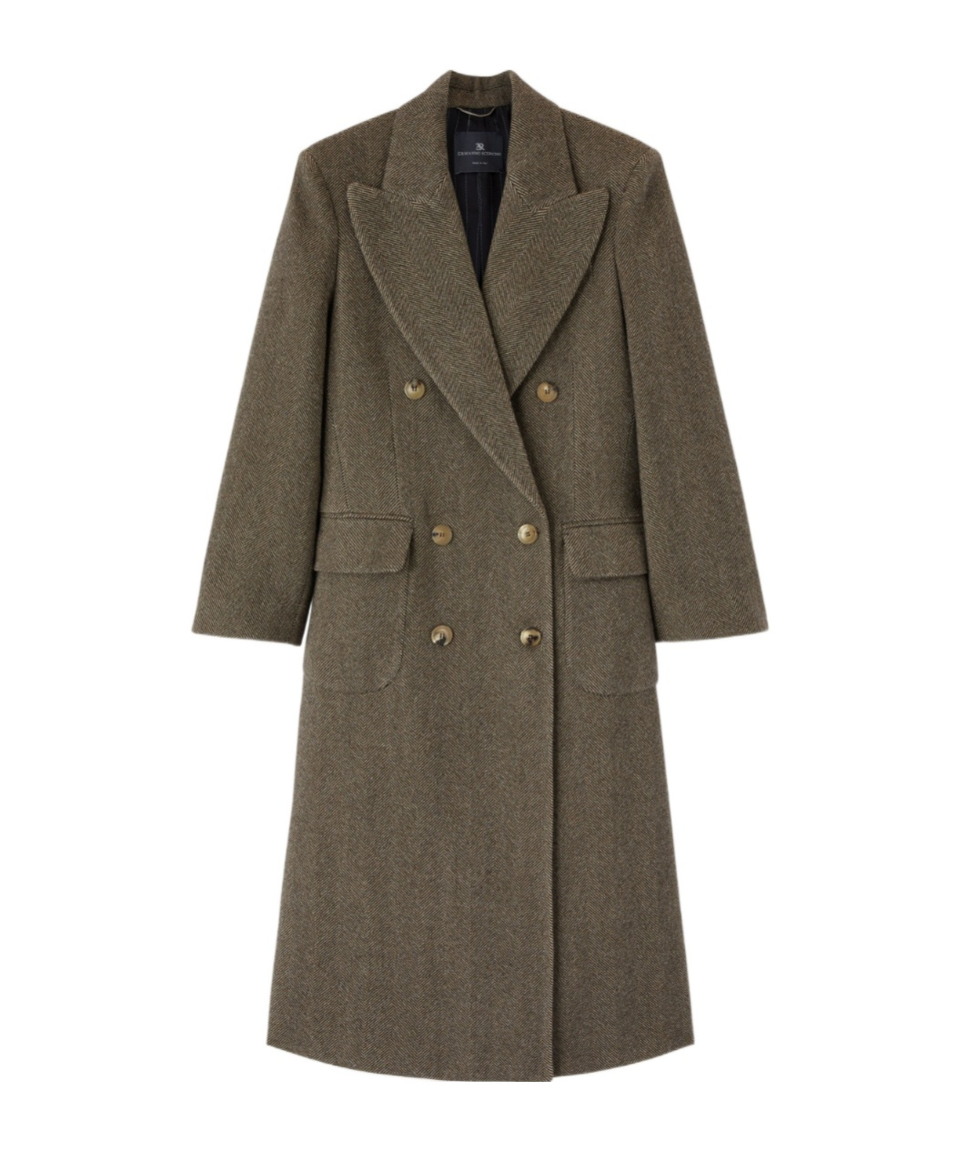 Ermanno Scervino Tailored Coat In A Virgin Wool, Silk, And Cashmere Blend With Resca Pattern In Brown