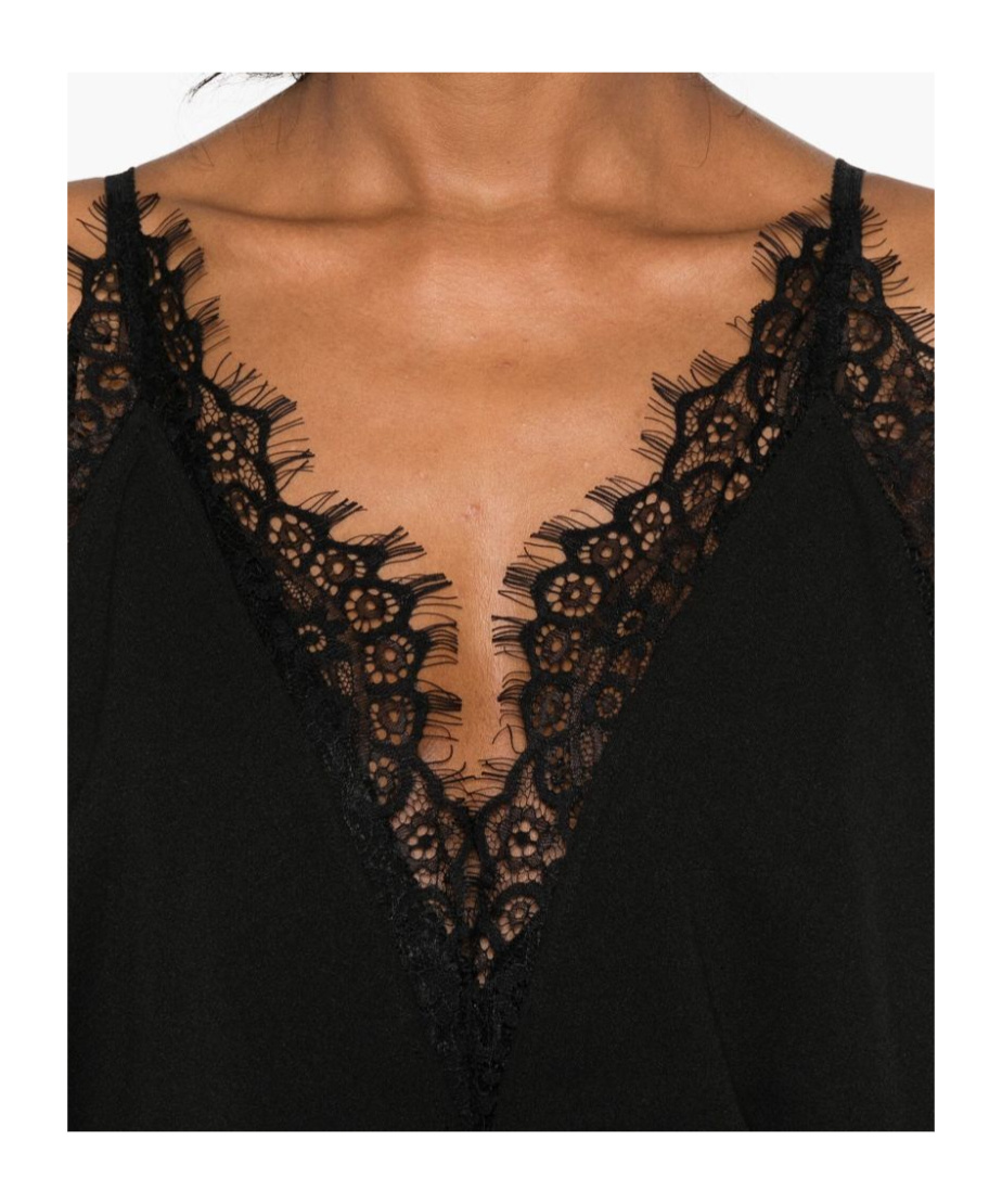 Attico Lace Trim Draped Detail Knee Length Dress In Black