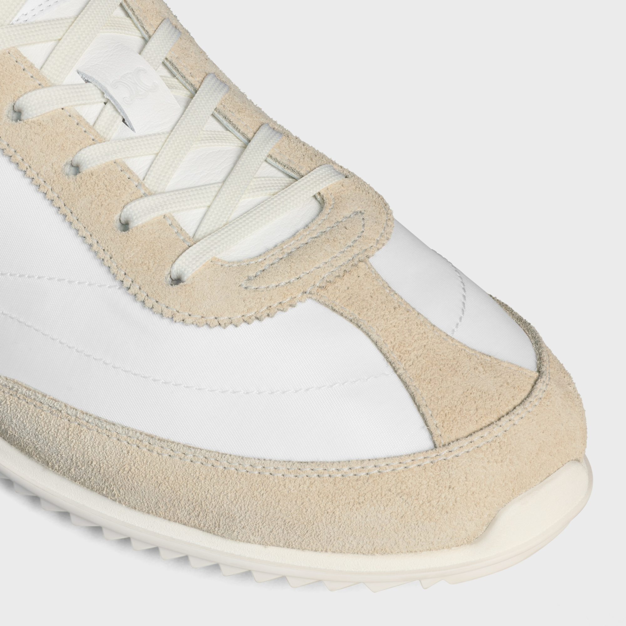 Celine Triomph Low Lace-up Sneaker With Suede Panels In White