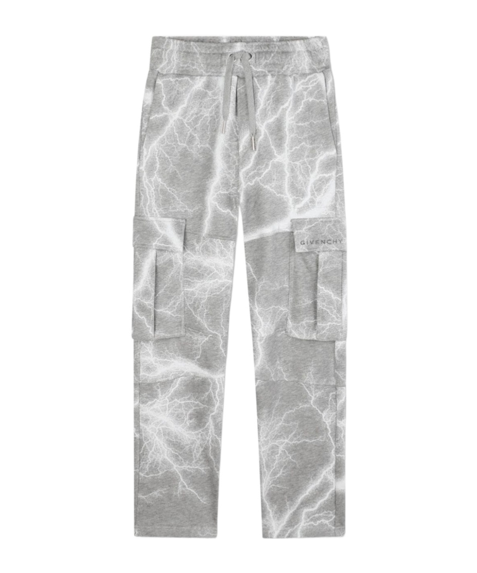 Givenchy Lightning-print Cotton Track Pants In Gray