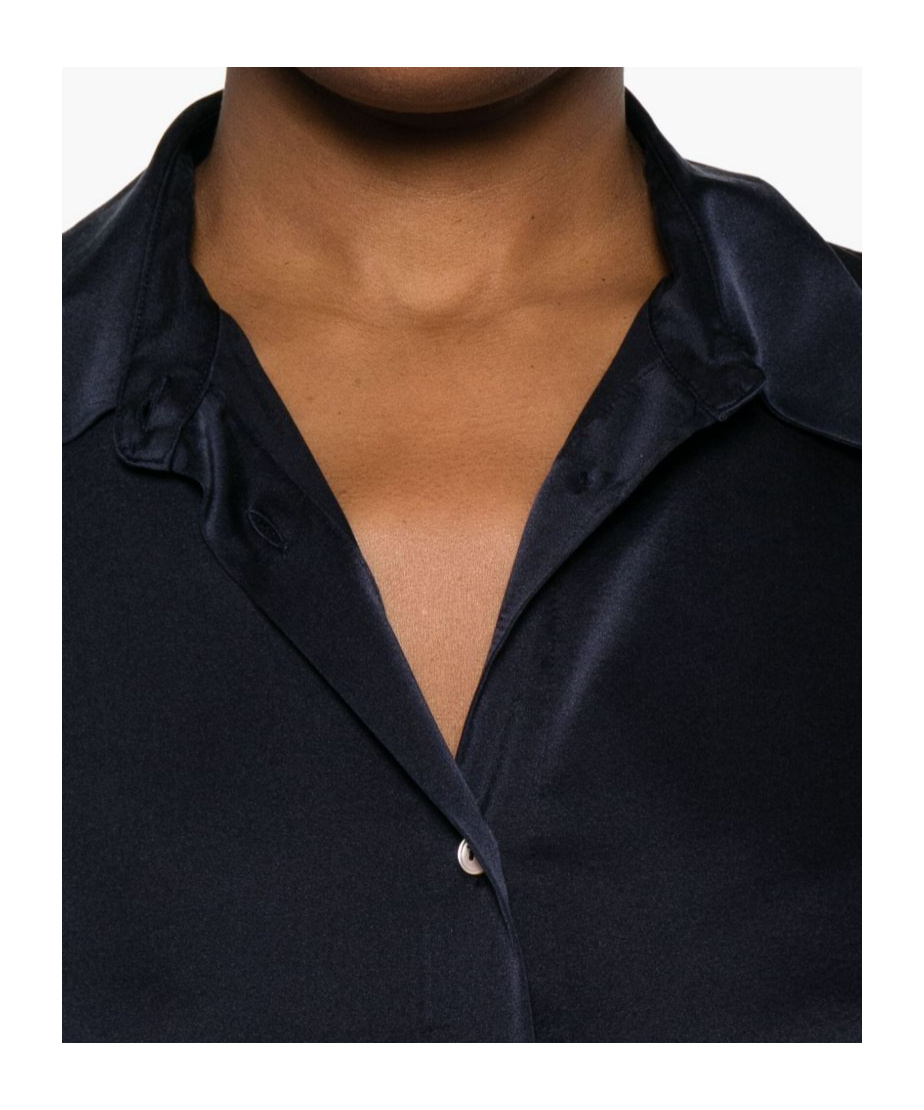 Forte Forte Luxurious Silk Blend Long Sleeve Shirt In Blue