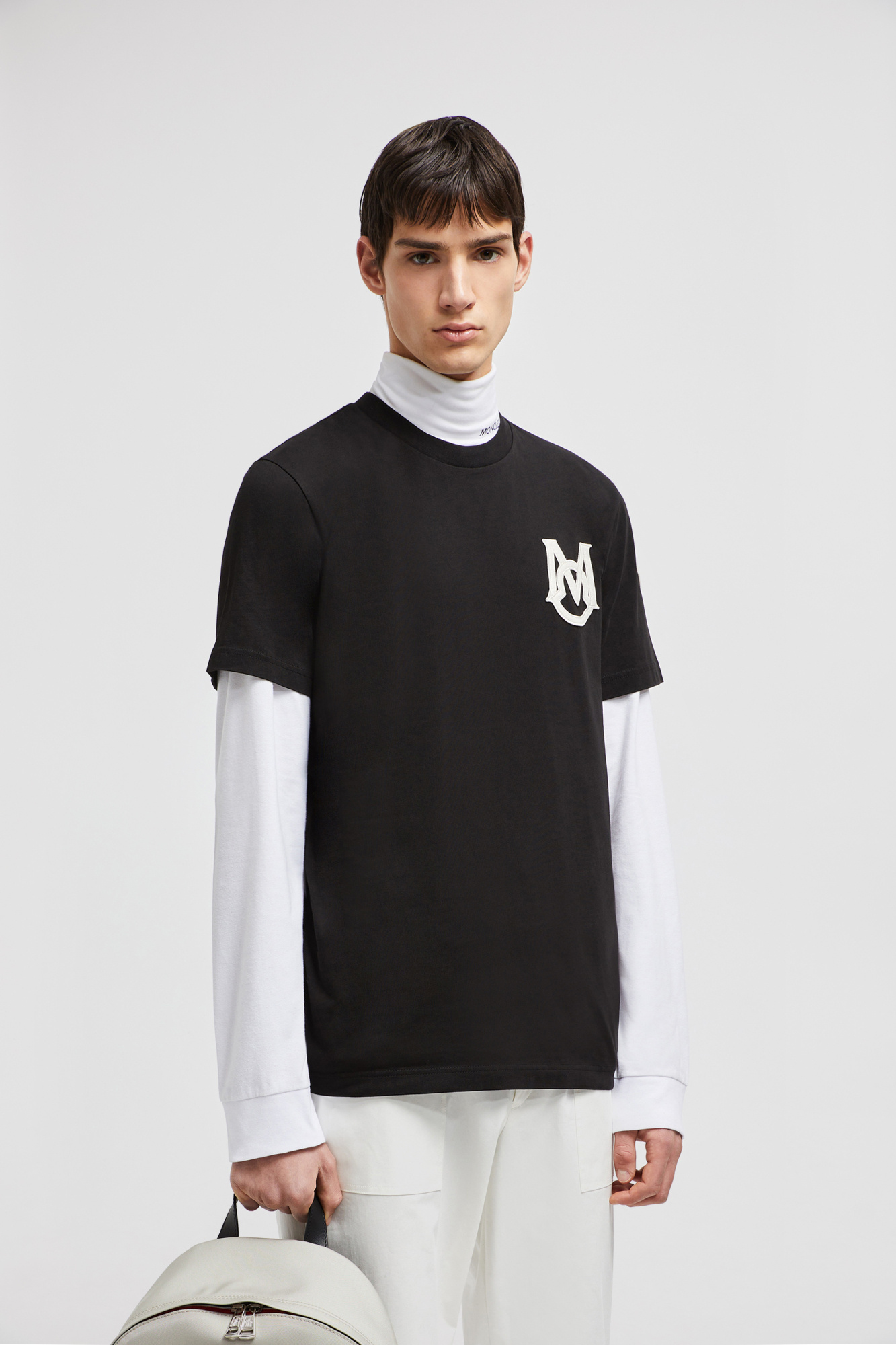 Moncler Cotton T-shirt Featuring Embroidered Patch In Black