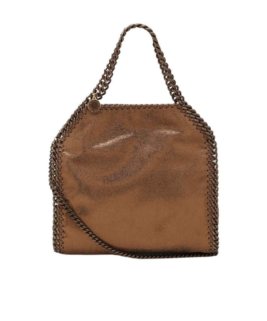 Stella Mccartney Mini Falabella Shiny Dot Faux Leather Crossbody Bag In Brown