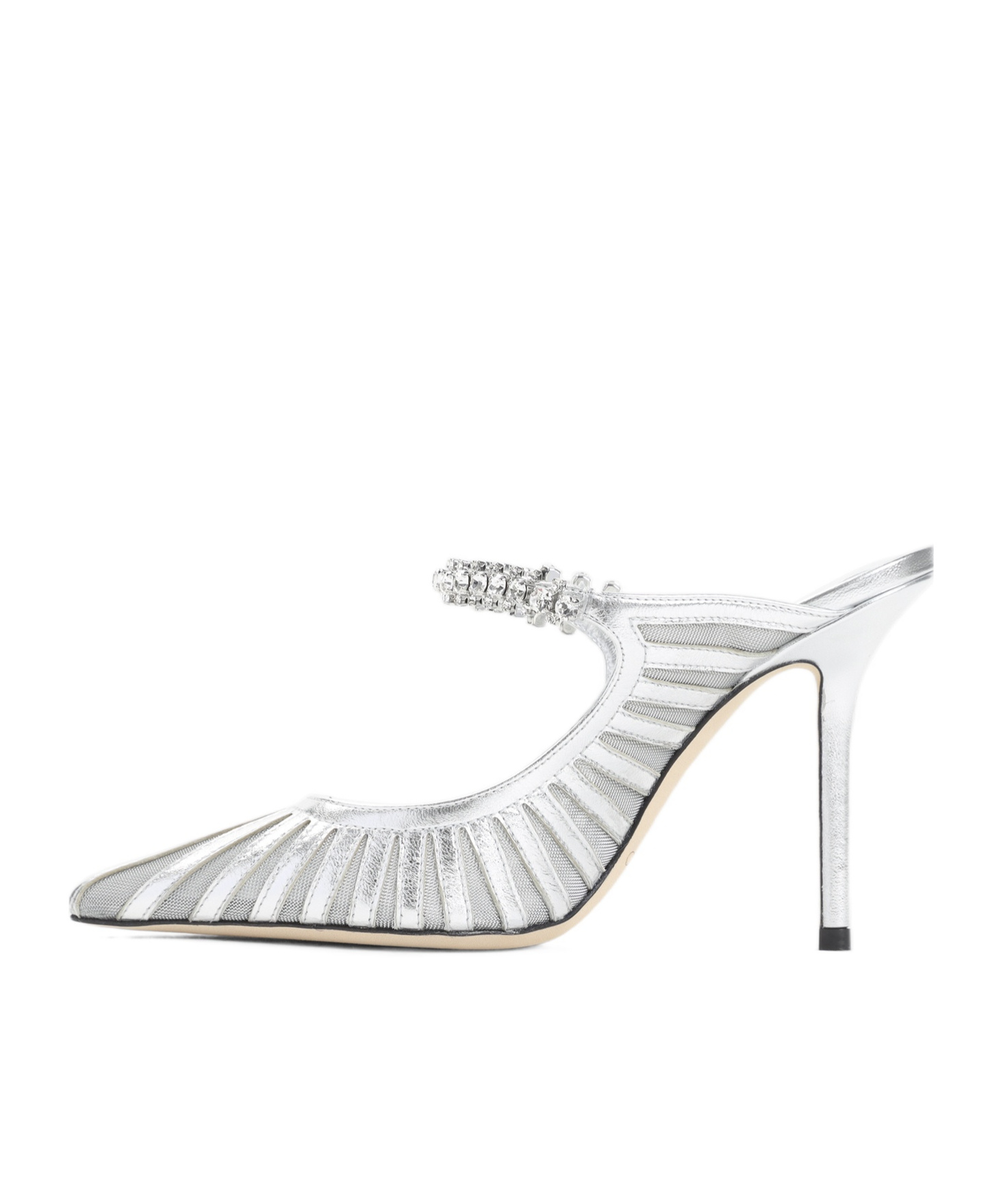 Jimmy Choo 100mm Bing Crystal-embellished Mules In Silver