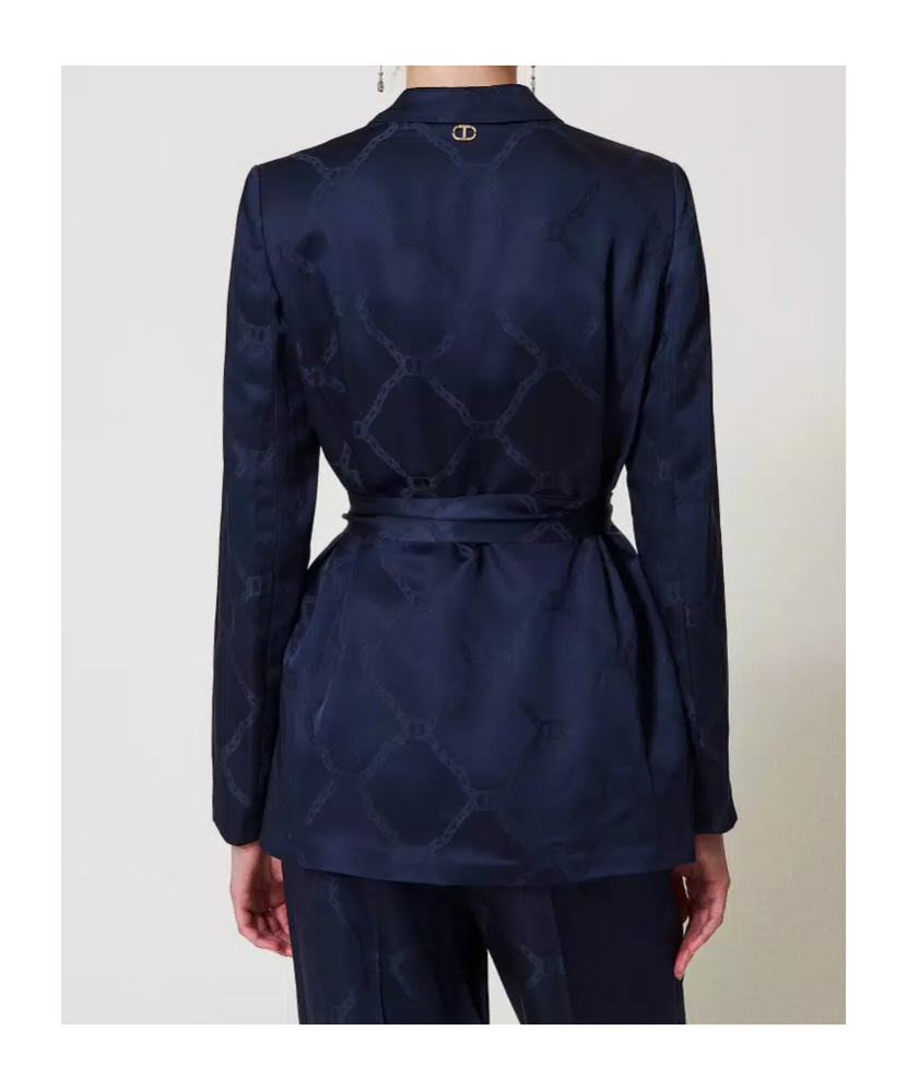 Shop Twinset Logo-jacquard Blazer In Black