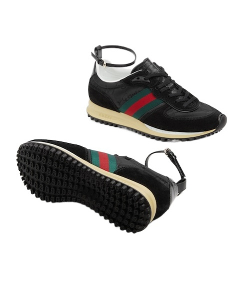 Gucci Motion Sneakers With Web Stripe In Black