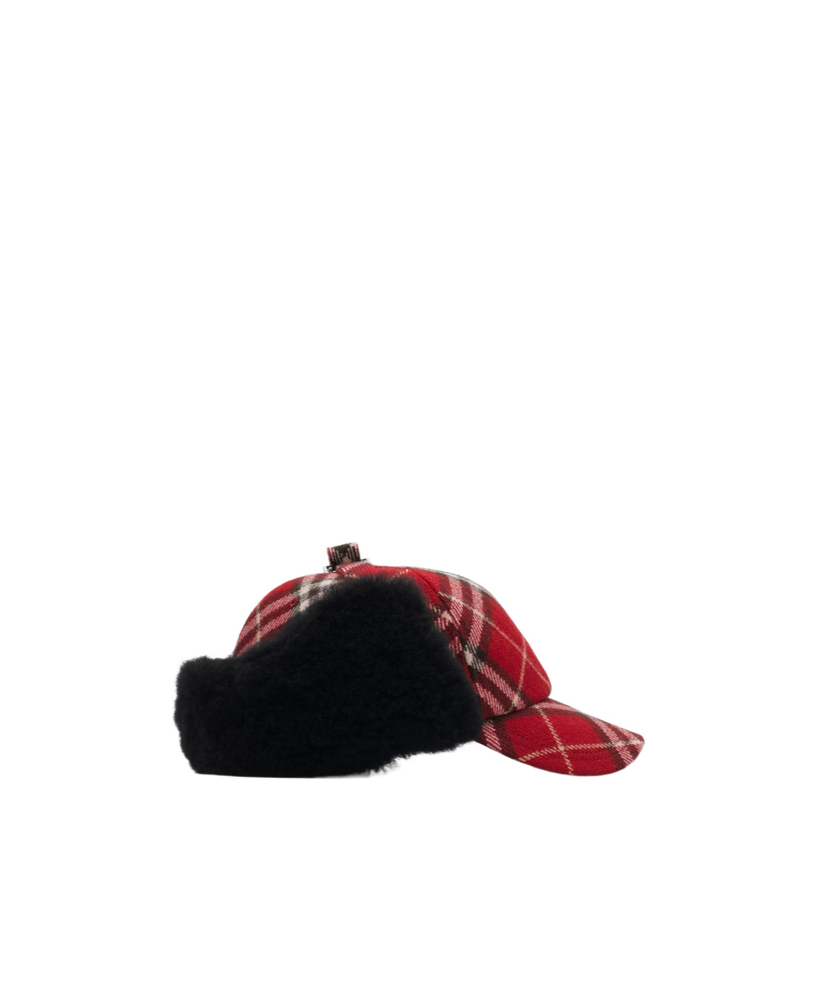 Burberry Check Wool Trapper Cap In Geranium