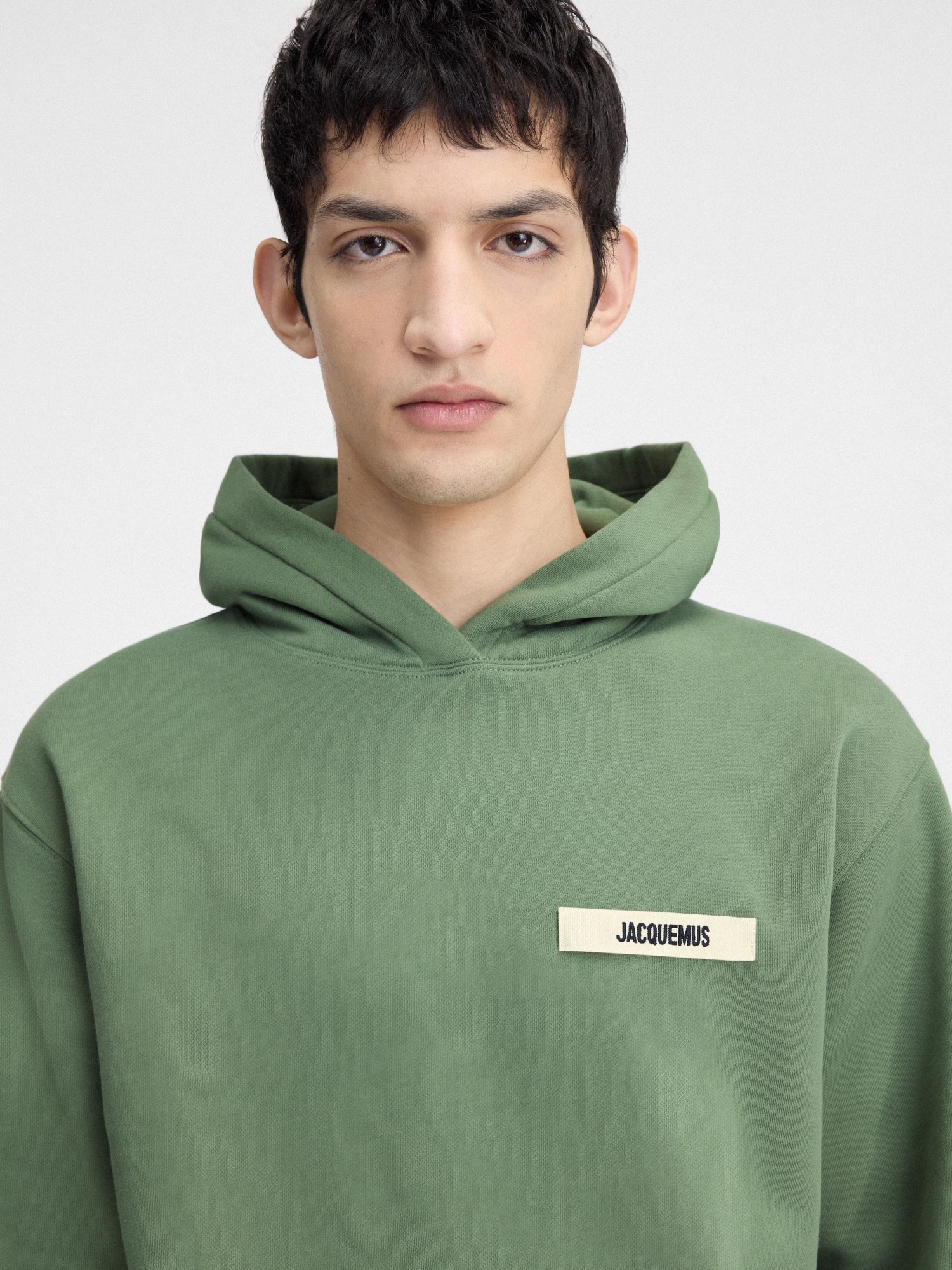 Jacquemus Light Green La Hoodie Gros Grain Cotton Hoodie In Green