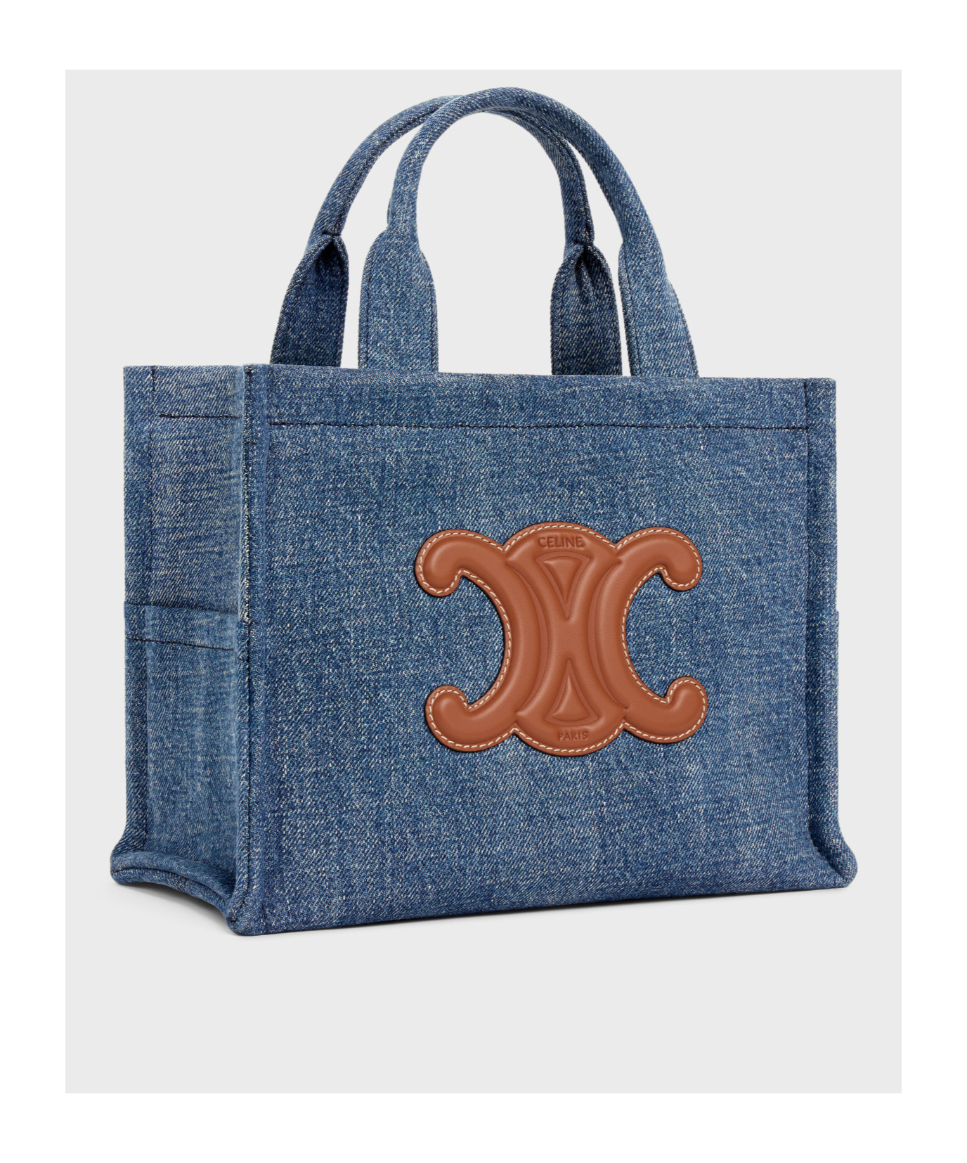 Celine Double Handle Shoulder Bag In Blue