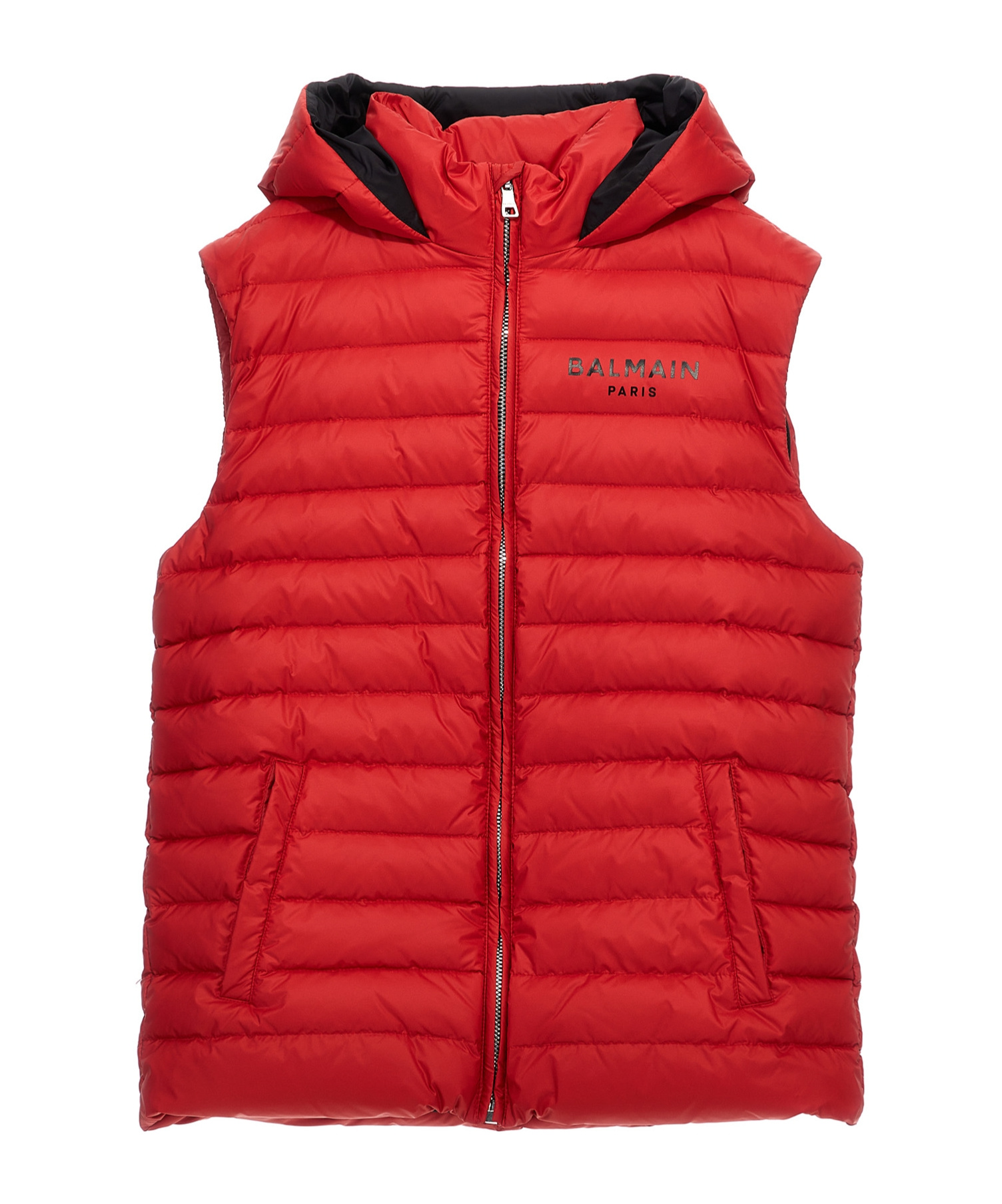 Balmain Kids Logo Printed Padded Jacket In Red