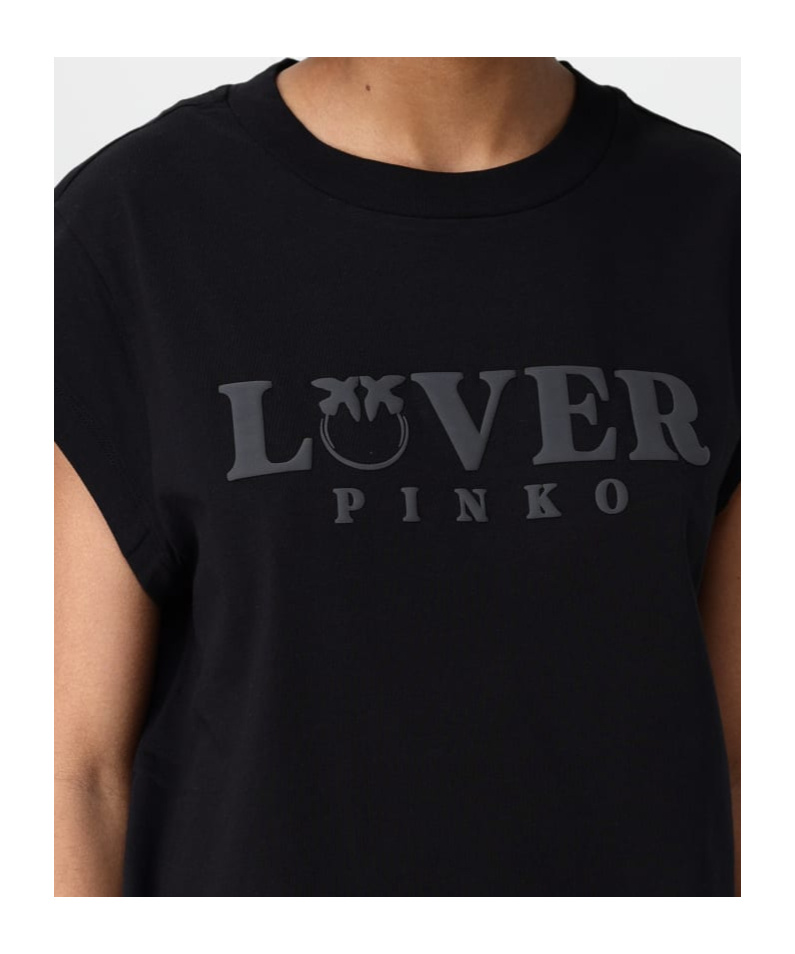 Pinko Logo Printed Crewneck T-shirt In Black