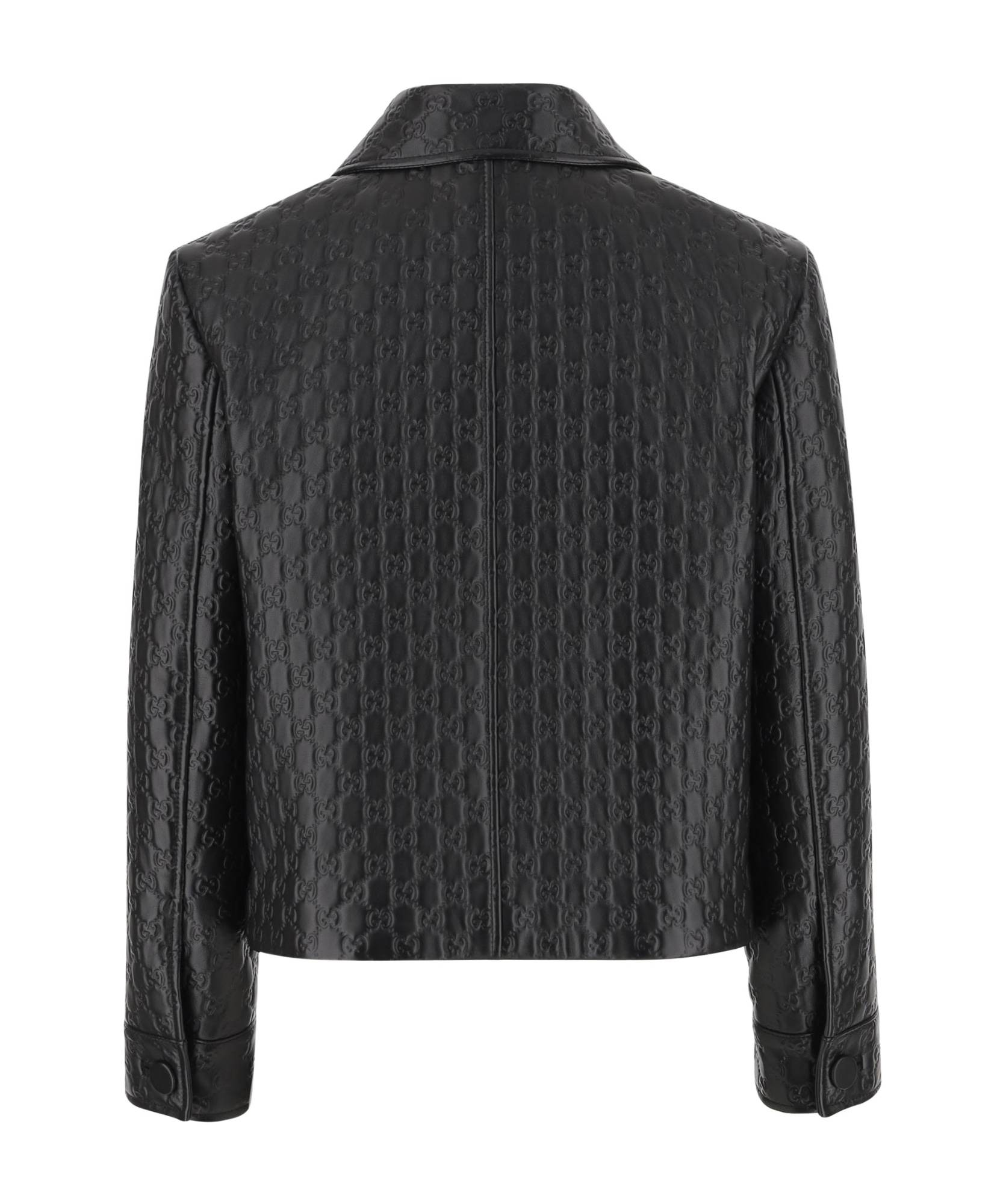 Gucci Embossed Gg Leather Jacket In Black