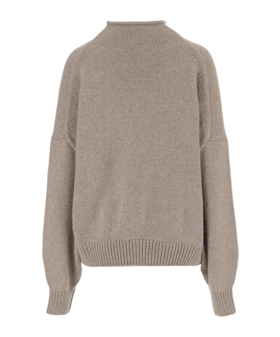 Khaite Cashmere Cardigan With High Collar In Brown
