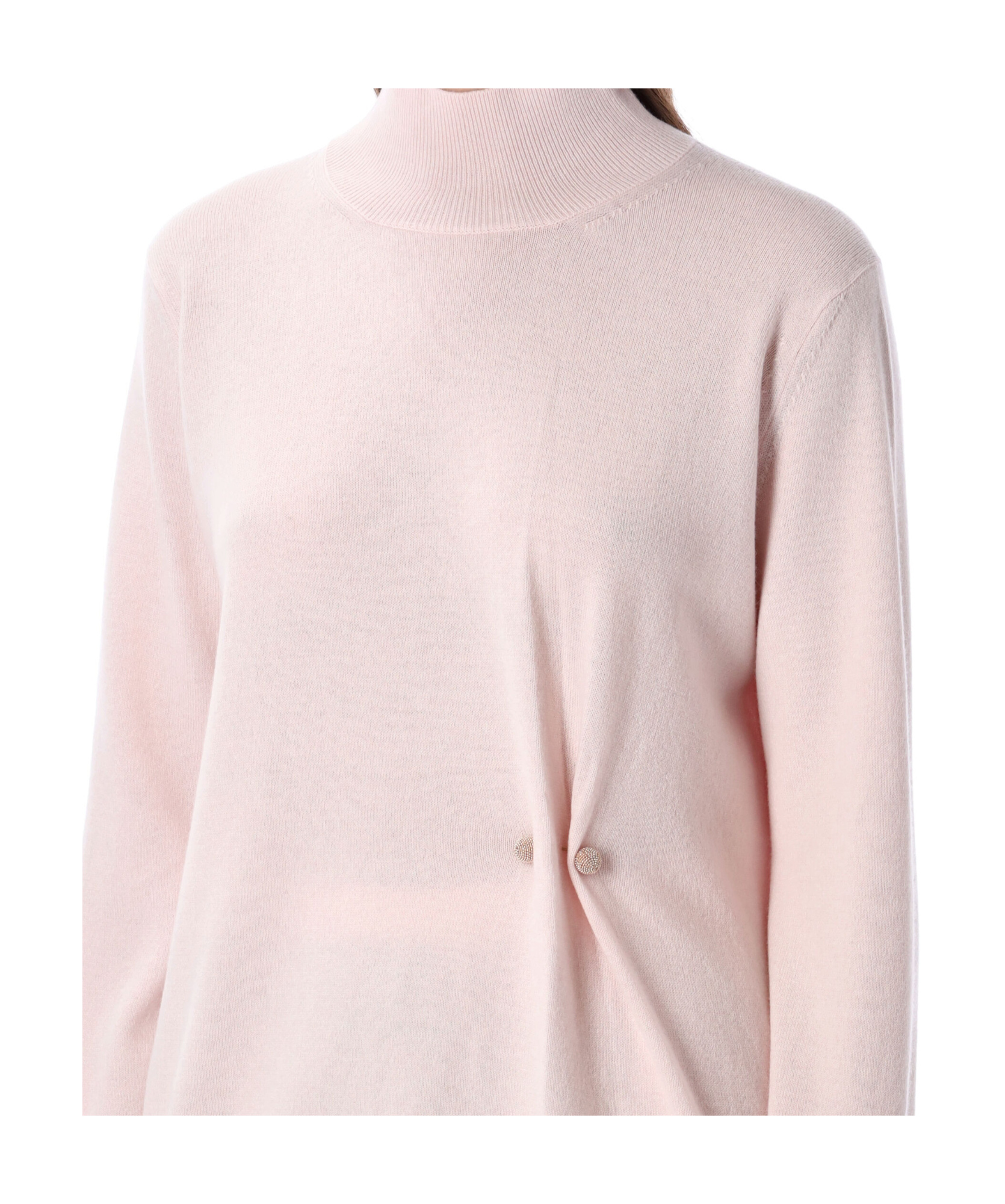 Fabiana Filippi Long Sleeve Mock Neck Knit Sweater In Pink