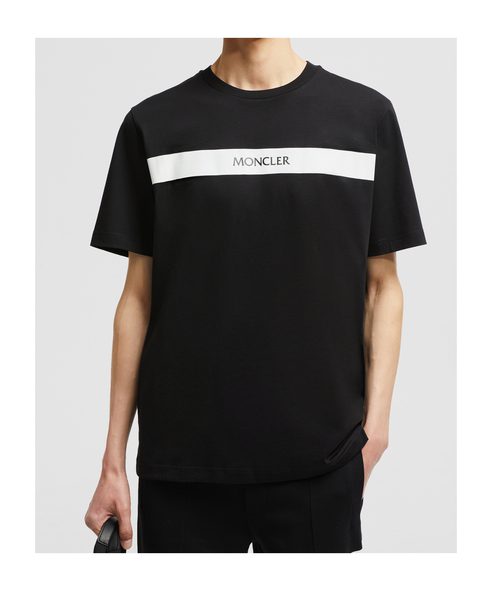 Moncler Men's Cotton T-shirt With Rubberised Logo In Black