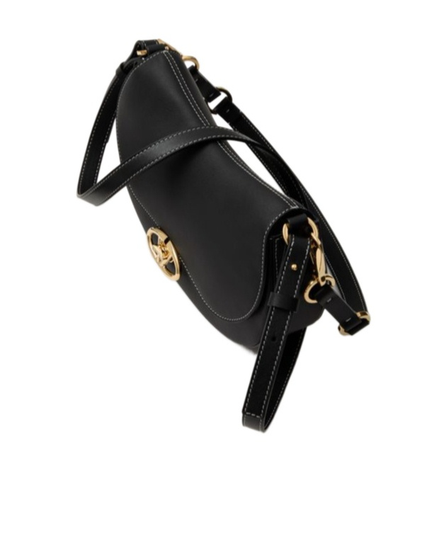 Valentino Medium Ohval Leather Shoulder Bag In Black