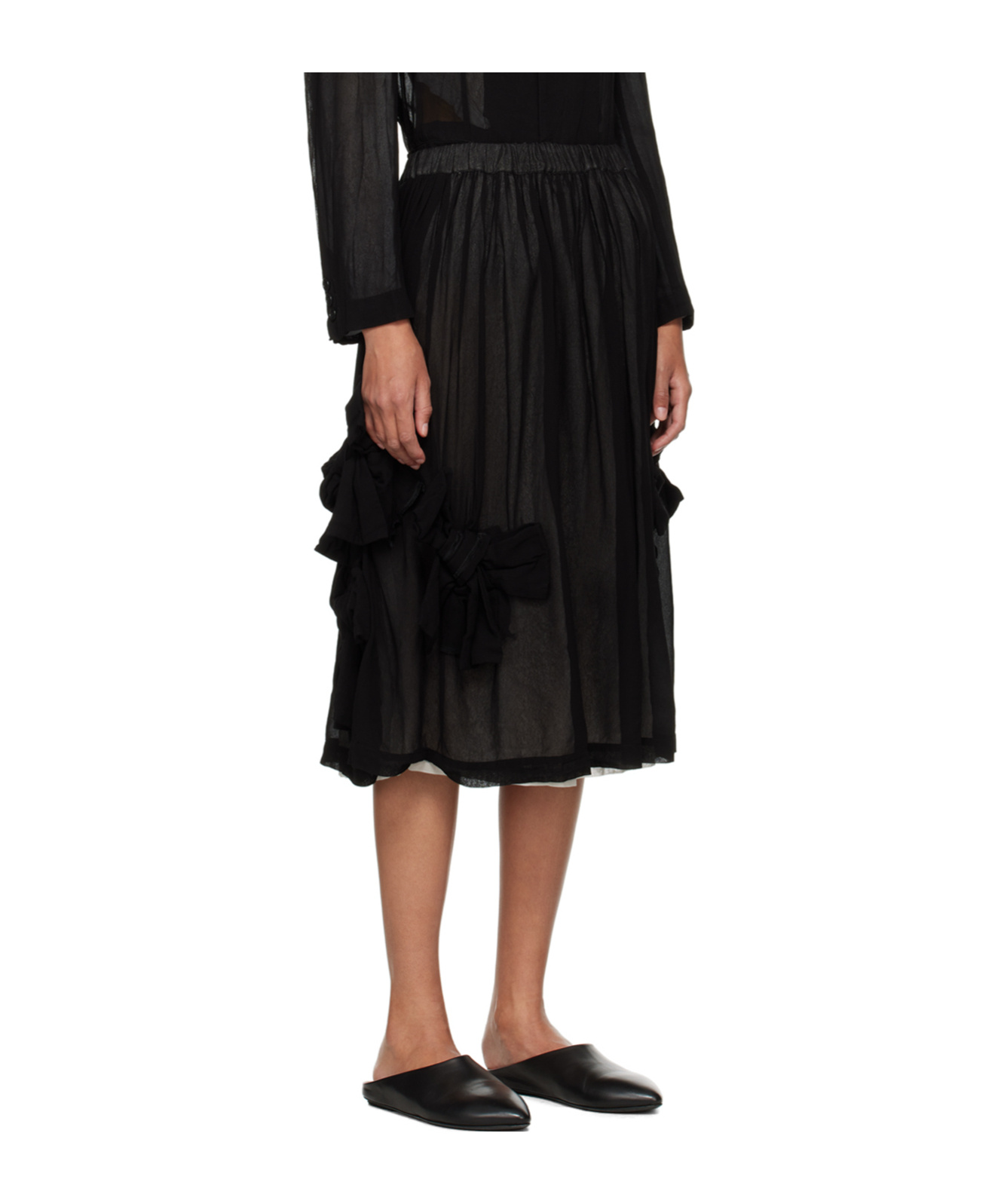 Comme Des Garçons Black Bow Midi Skirt In Black