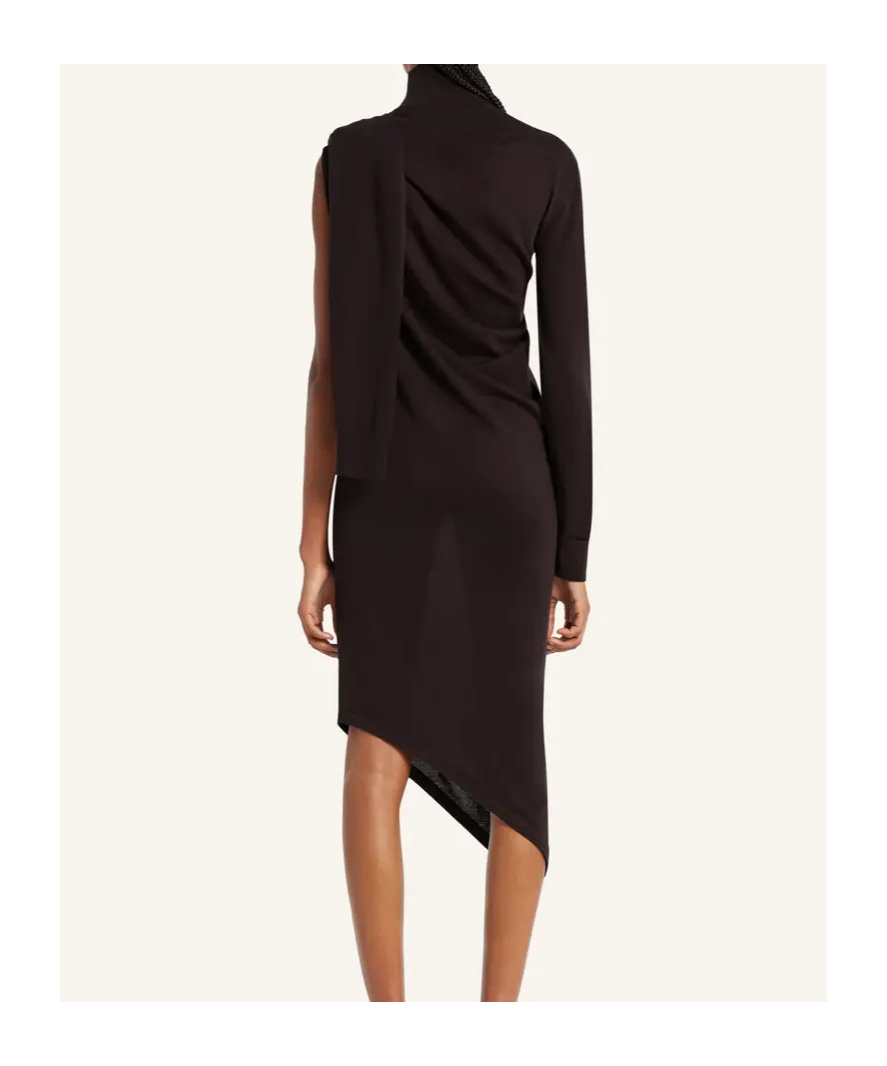 Courrèges Asymmetrical Turtleneck Dress In Black