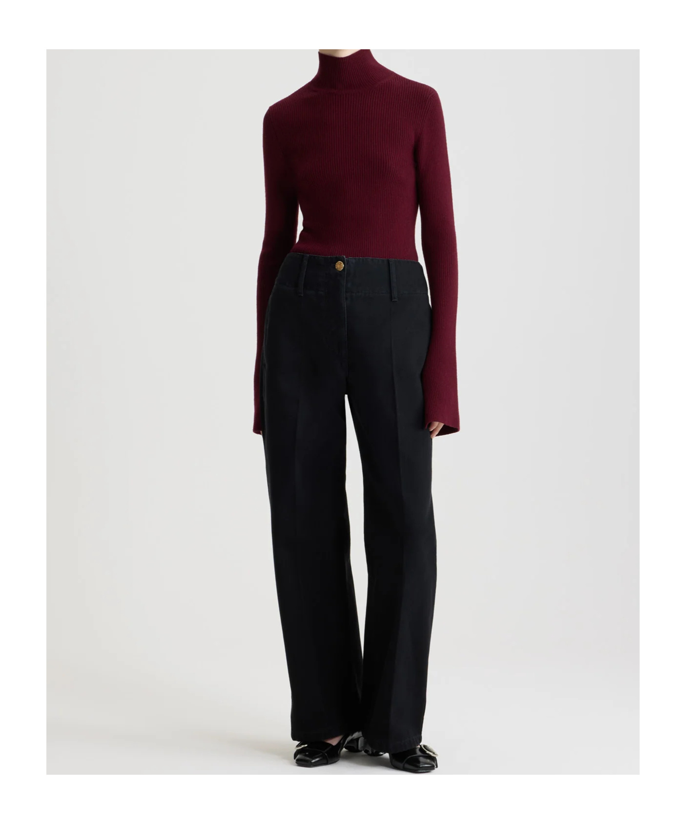 Patou Turtleneck Ribbed Sweater In Burgundy