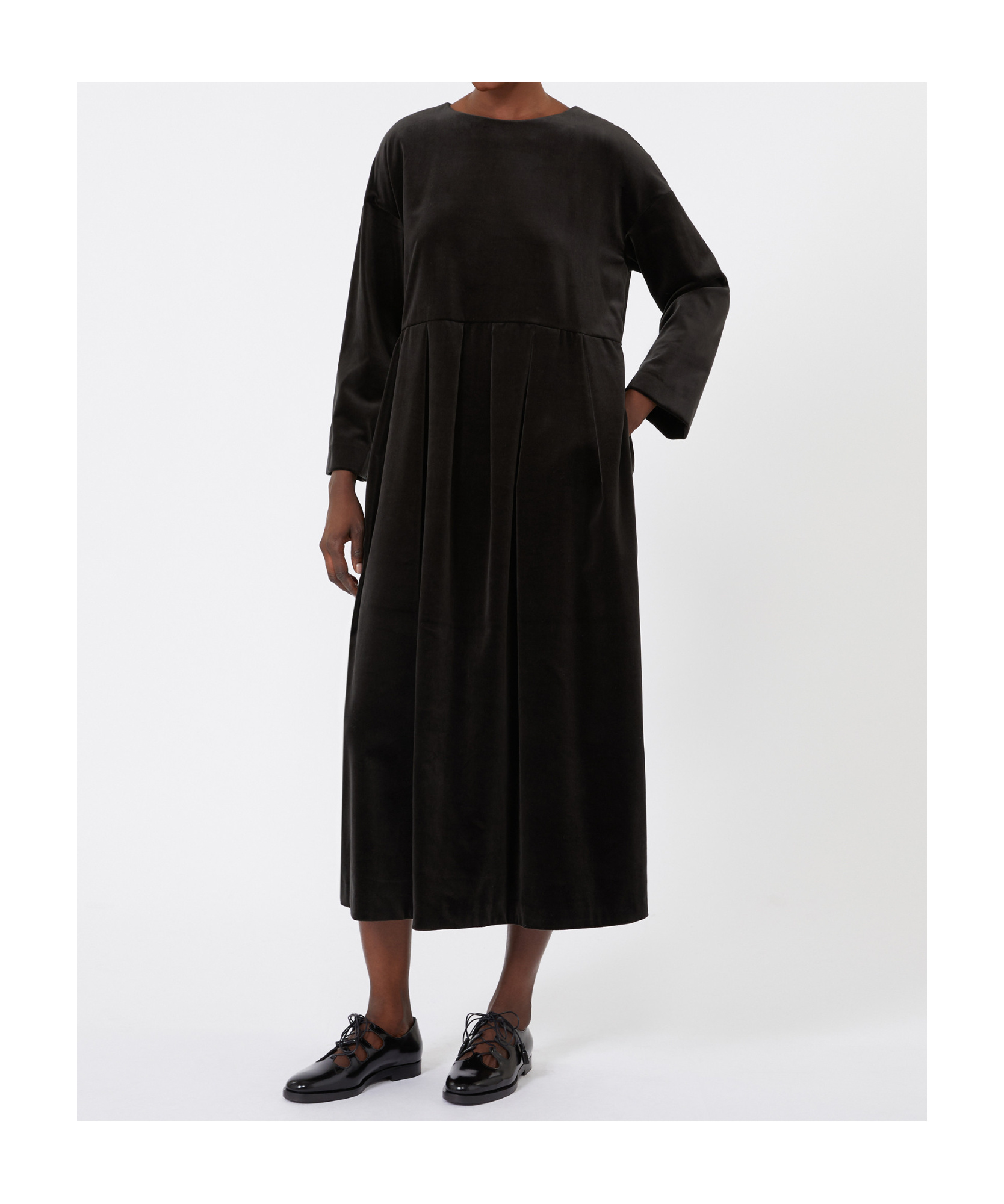 Max Mara Cotton Velvet Dress In Green