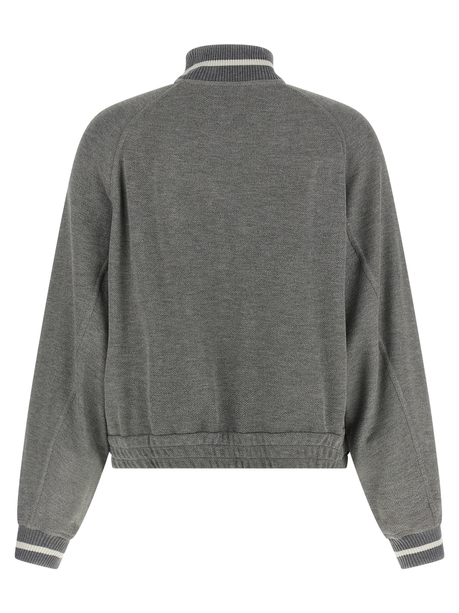Brunello Cucinelli Shimmering Long Sleeves Ribbed Sweatshirt In Gray