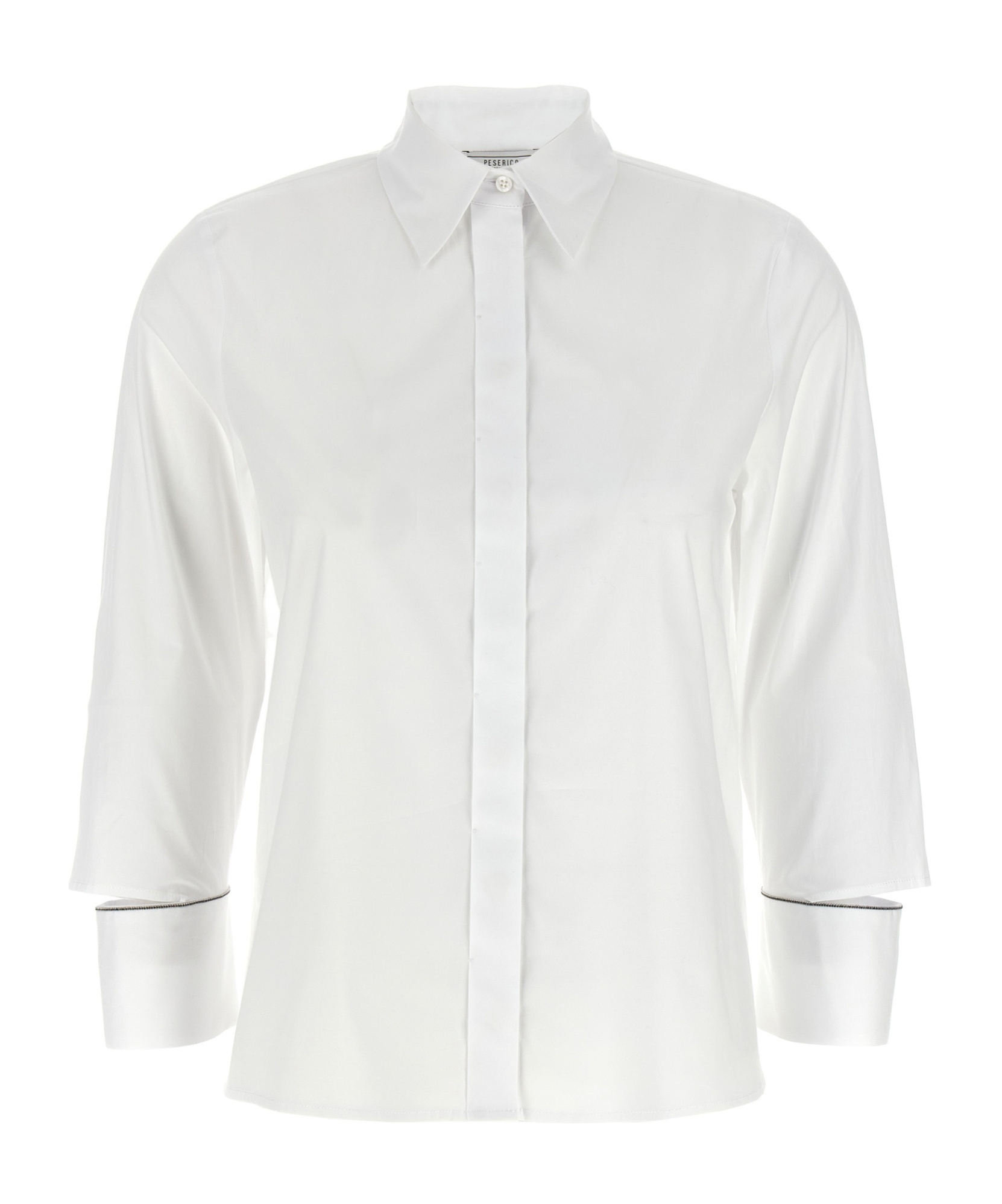Peserico Collared Neck Shirt With Cuff Detail In White