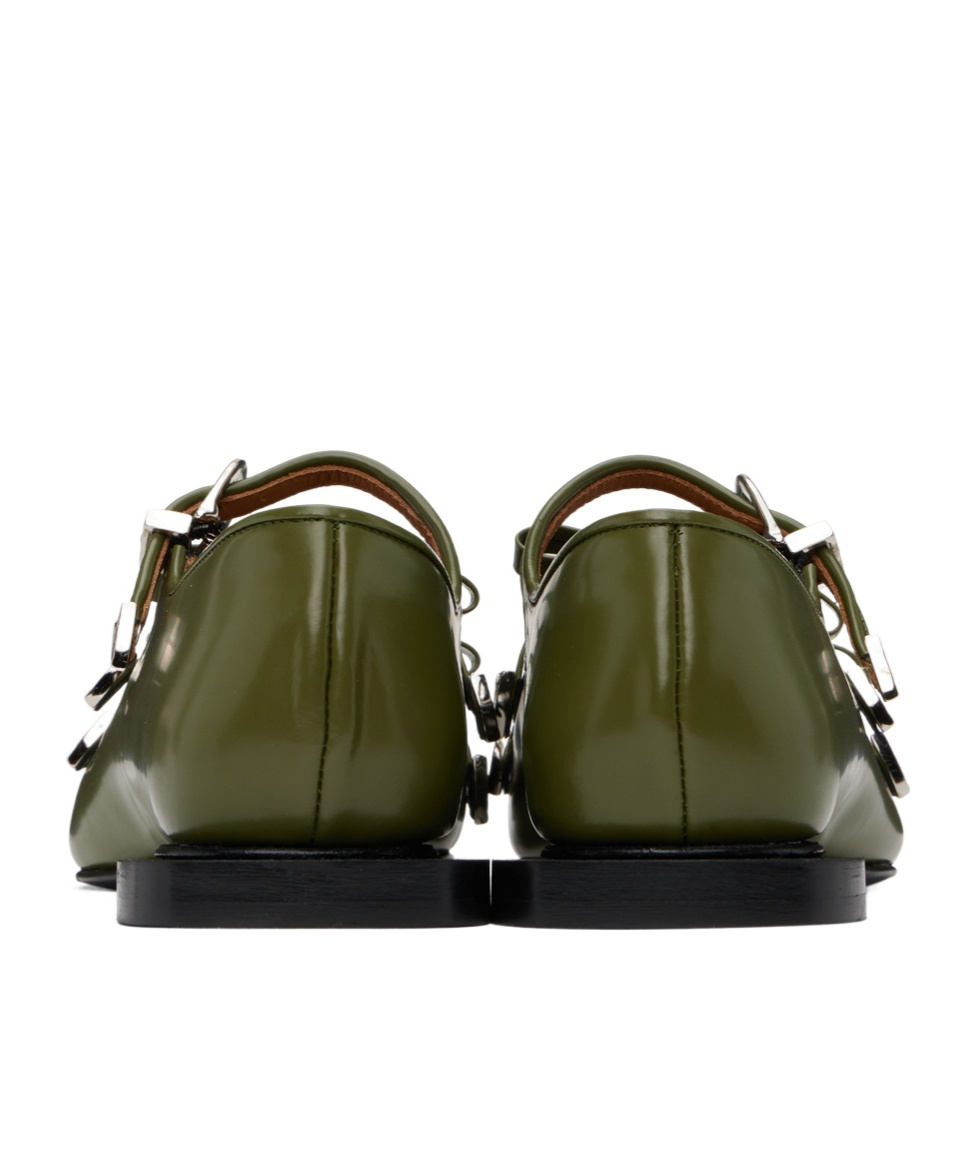 Toga Ssense Exclusive Green Pointed Toe Ballerina Flats In Green