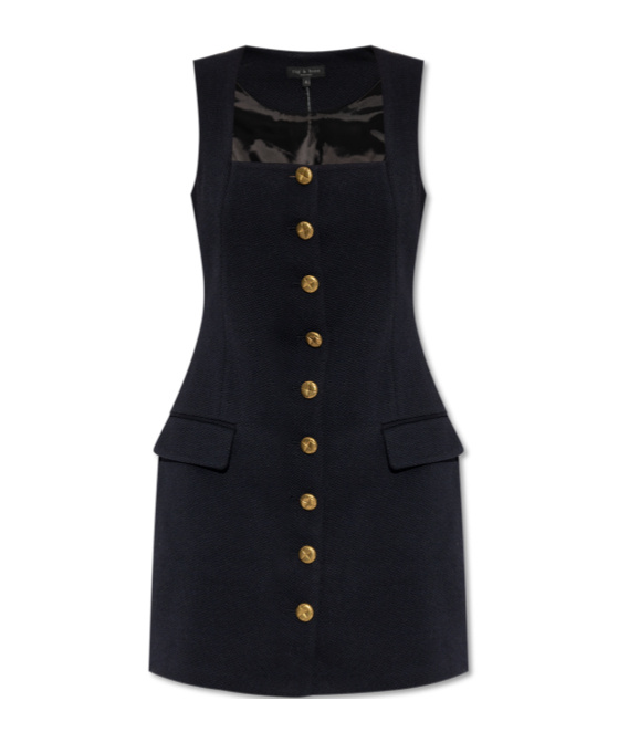 Rag & Bone Mariana Button-front Mini Dress In Black
