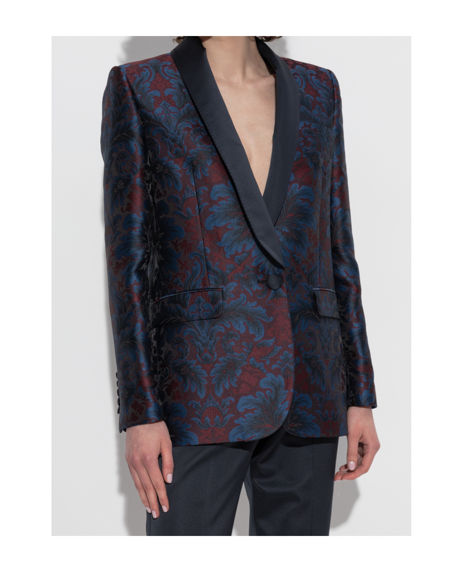 Etro Decorative Pattern Single-breasted Blazer In Blue