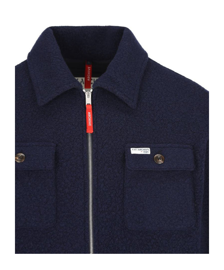 Fay Jacket Wool Blend Buttoned Cuffs In Black
