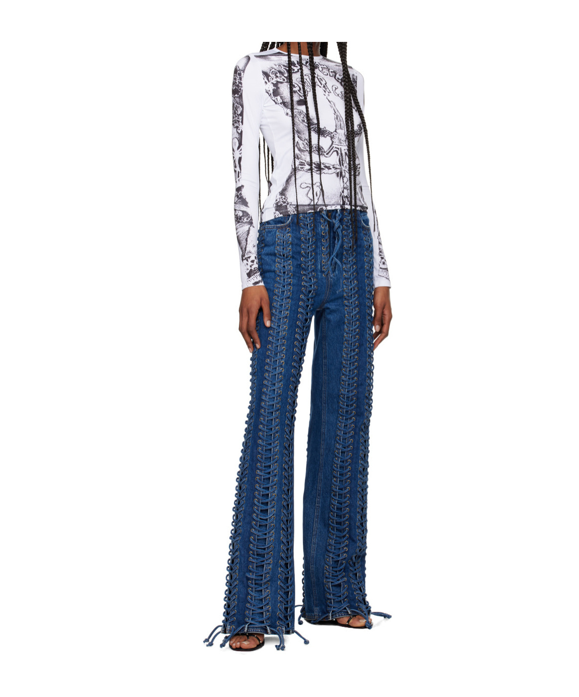 Jean Paul Gaultier Long-sleeved T-shirt In Blue