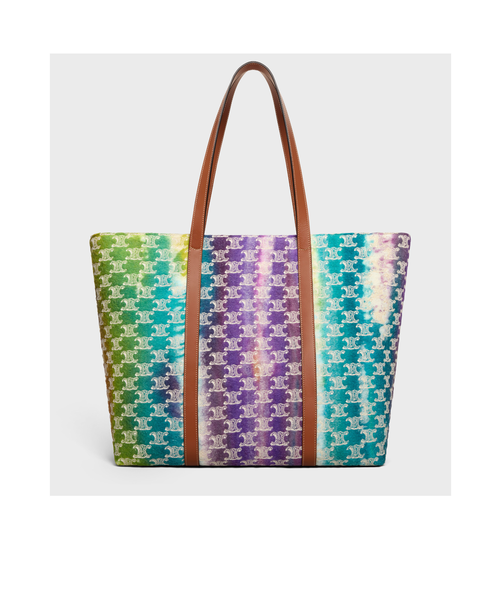 CELINE HORIZONTAL MUSEUM BAG IN TEXTILE WITH TRIOMPHE EMBROIDERIES AND CALFSKIN
