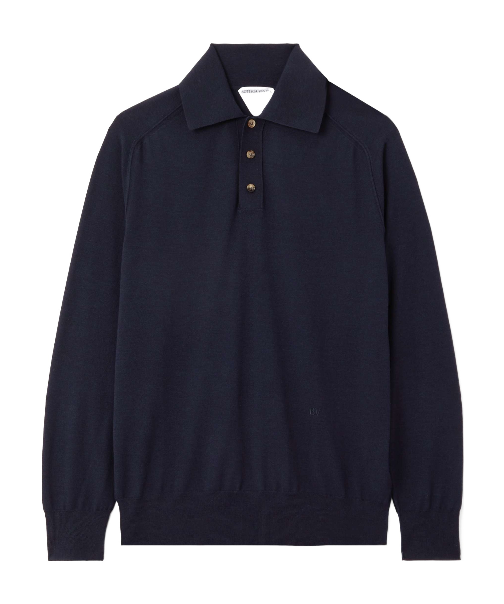 Bottega Veneta Long-sleeved Polo Shirt In Black