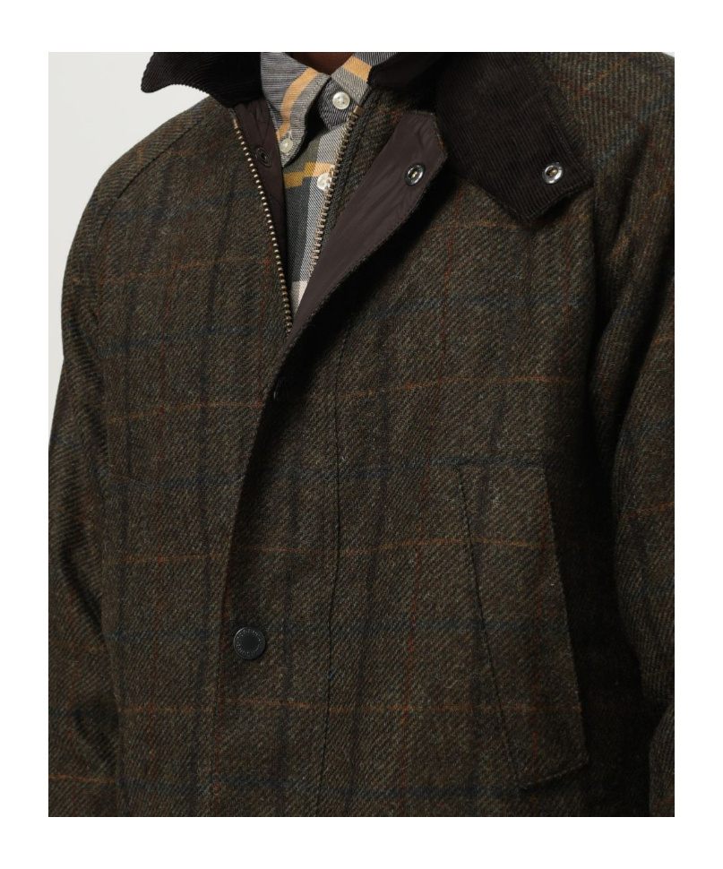 Barbour Bedale Check Wool Jacket In Green