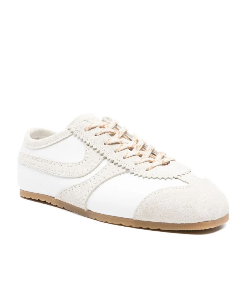 Dries Van Noten Leather Sneakers With Suede Inserts Shoes In White